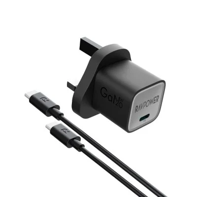 Ravpower Rp-Pc1057 Pd20W Wall Charger + Usb C To Usb C Cable - Black